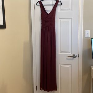 David’s Bridal Bridesmaid Dress Open Back Wine